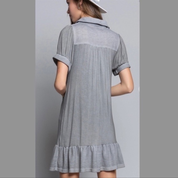 New POL Mystic Grey Preppy Flounce Hem Dress - Picture 5 of 11
